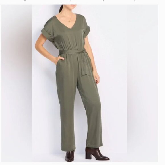 NWT Threads 4 Thought Odyssa EcoVero Jumpsuit Large Olive Green *No Belt - Picture 2 of 16